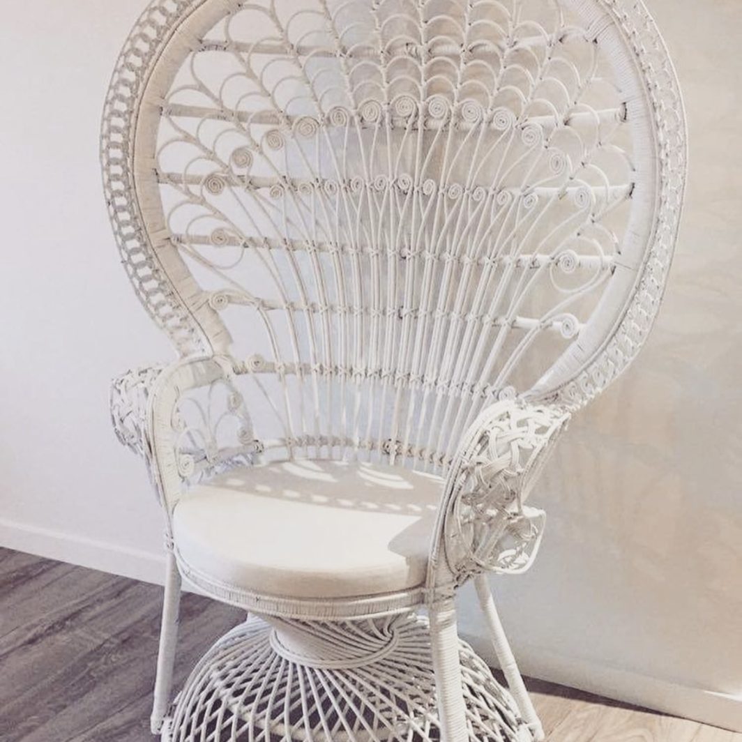 White Rattan Peacock Chair