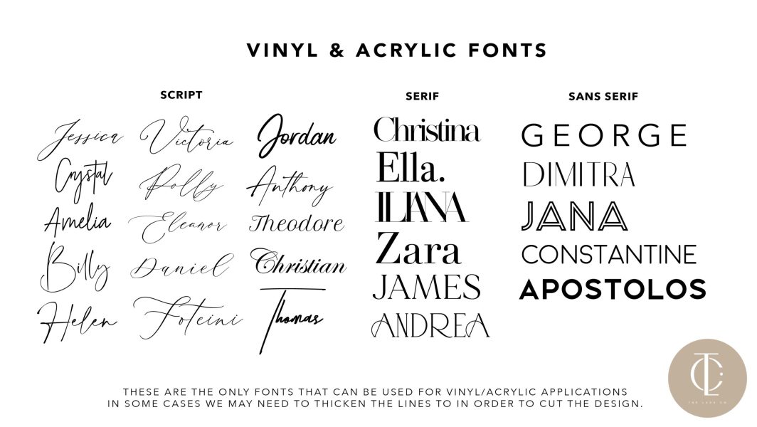 CHRISTENING VINYL ACRYLIC FONTS