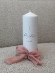 Christening Candle with Linen Bow