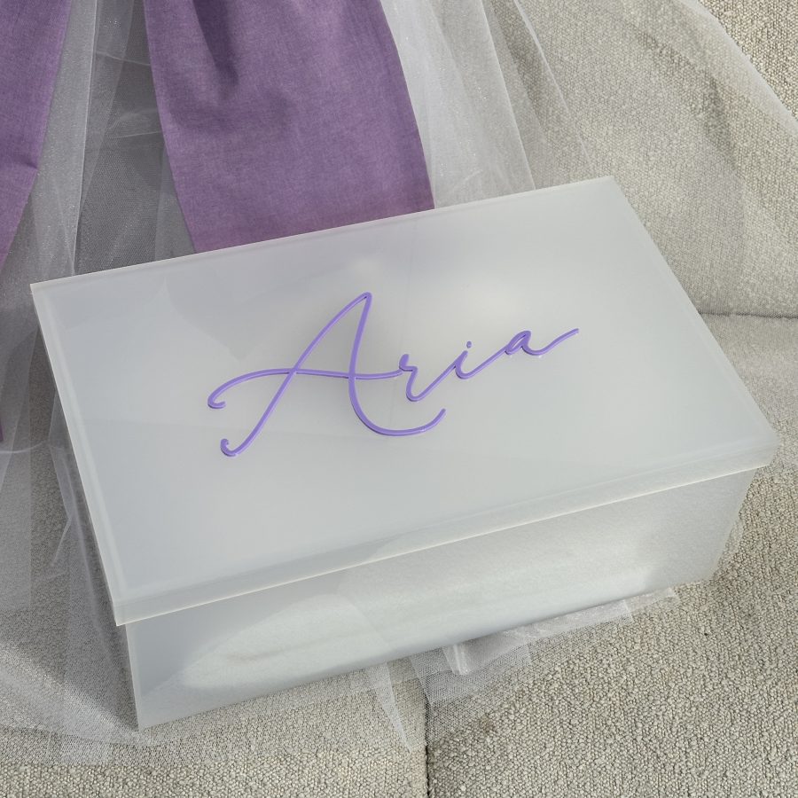 Frosted Rectangle Acrylic Christening Box