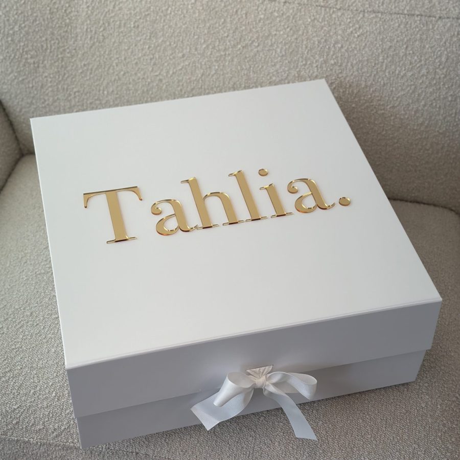 Square Ribbon Cardboard Christening Keepsake Box