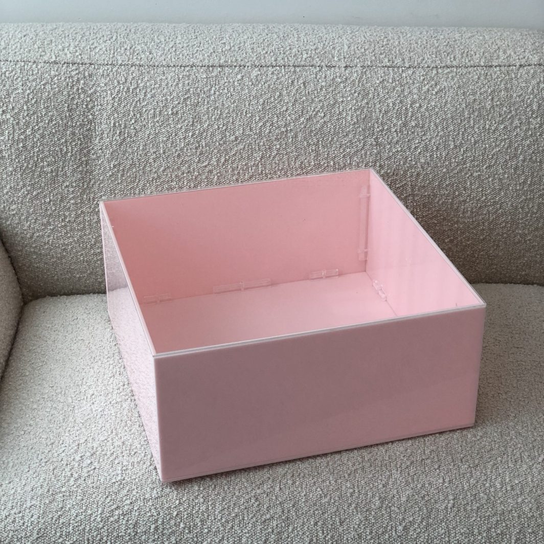 Pink & Clear Lid Acrylic Christening Box