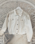 WHITE DENIM PEARL JACKET