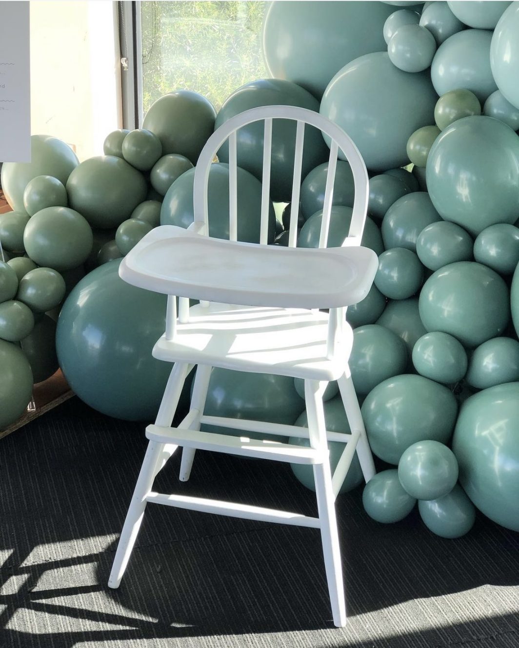 white wooden baby chair hire