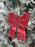 RED MIRROR ACRYLIC BOW ORNAMENT