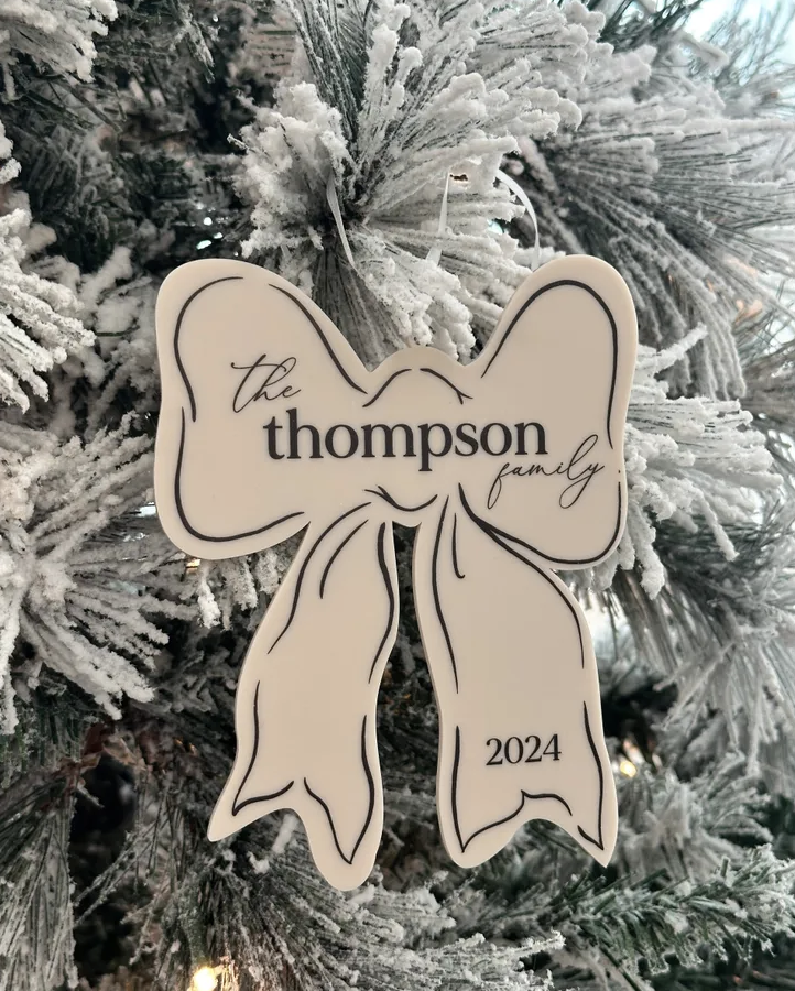 MATTE NUDE ACRYLIC BOW ORNAMENT