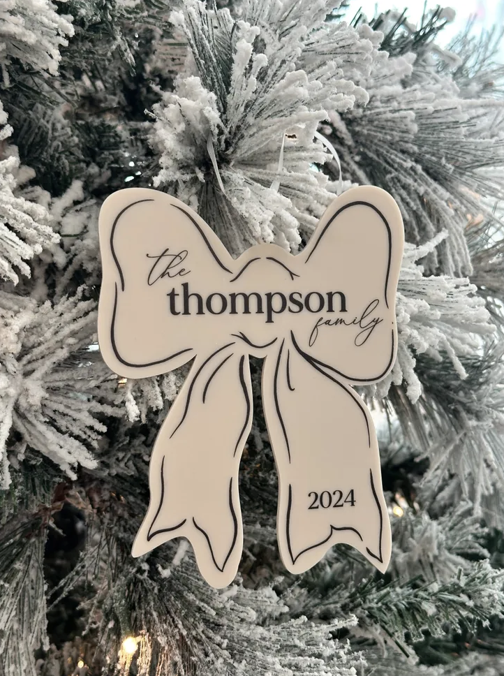MATTE NUDE ACRYLIC BOW ORNAMENT