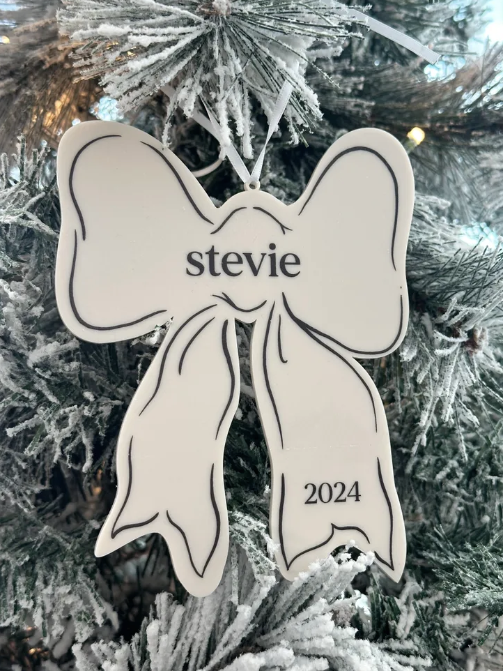 MATTE NUDE ACRYLIC BOW ORNAMENT