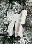 SILVER MIRROR ACRYLIC BOW ORNAMENT