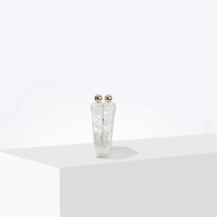 WHITE ACRYLIC SHELL BAG SIDE