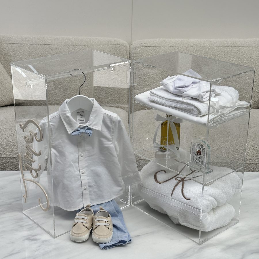 LUXX ACRYLIC CUPBOARD STYLE CHRISTENING KEEPSAKE BOX