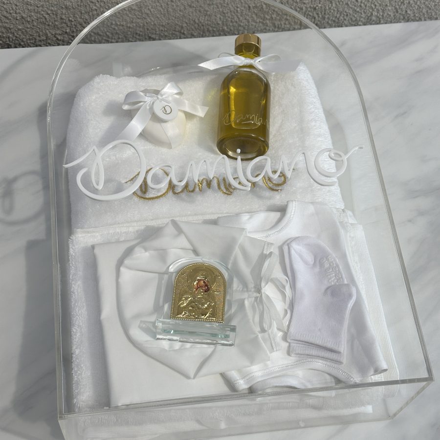 CLEAR ACRYLIC ARCH CHRISTENING KEEPSAKE BOX