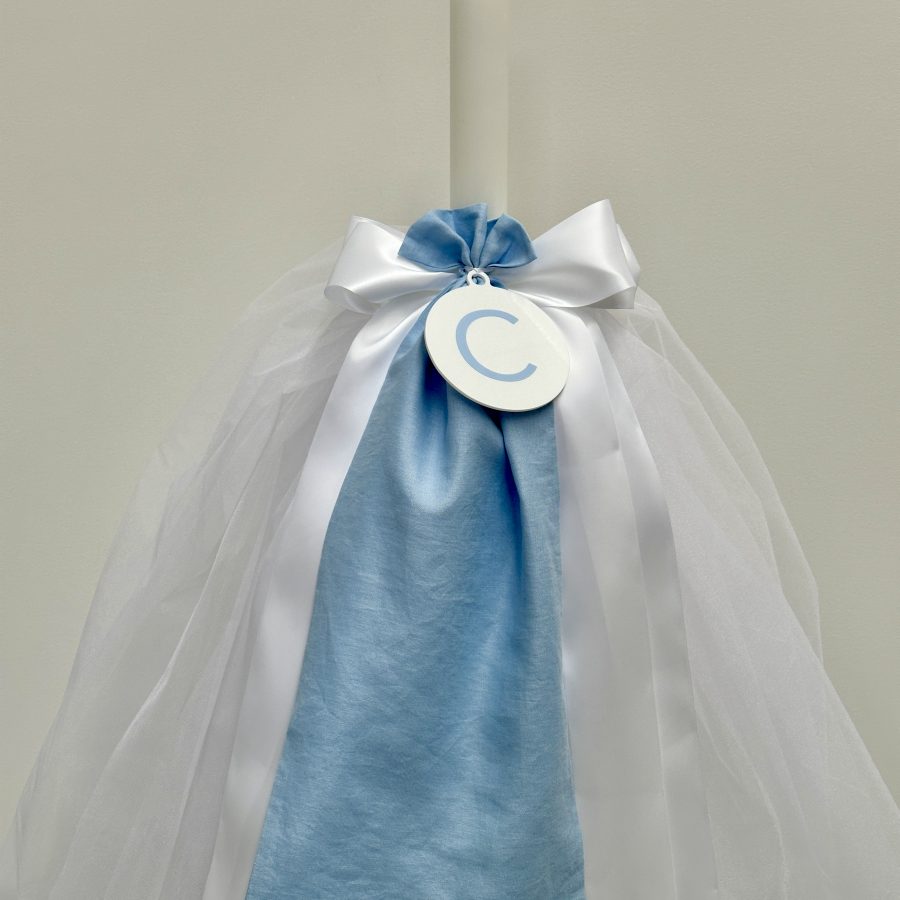 WHITE TULLE SKIRT LINEN PANEL ACRYLIC PLAQUE CHRISTENING LAMBATHA
