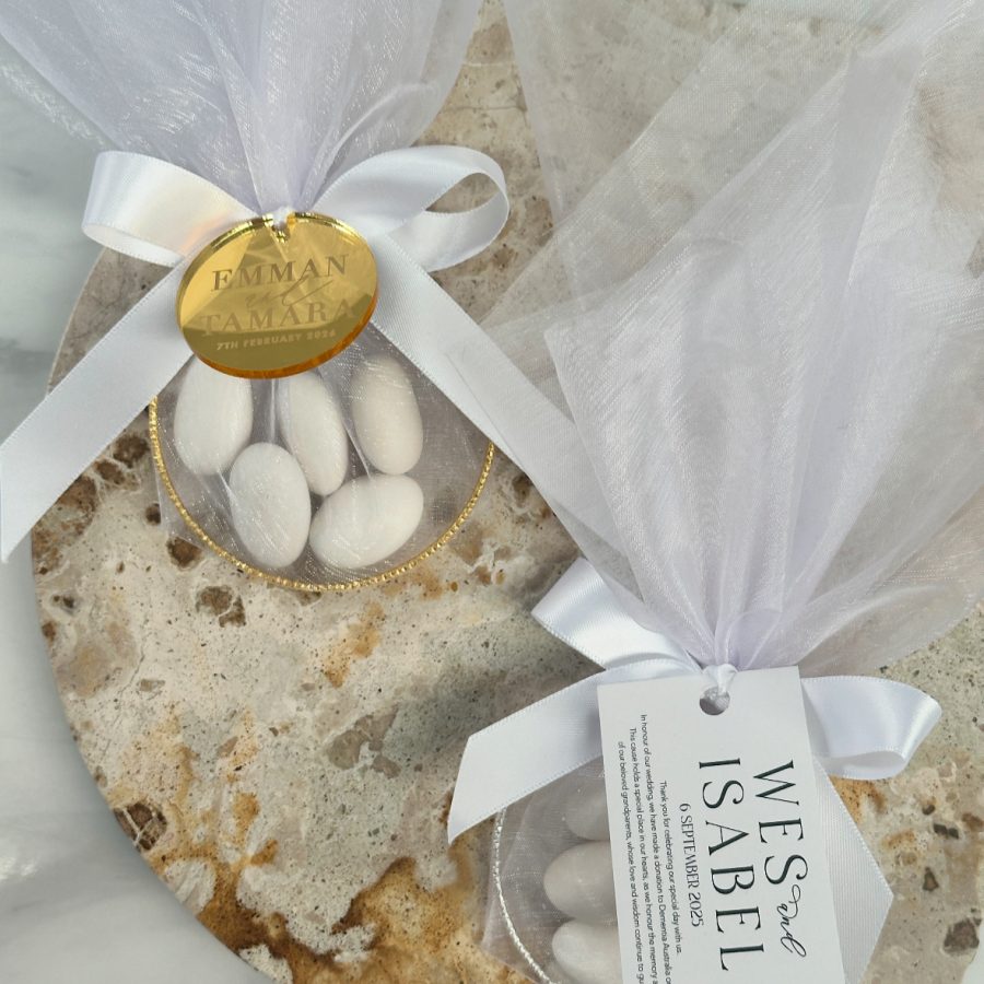 Personalised Organza Tulle Almonds Rings