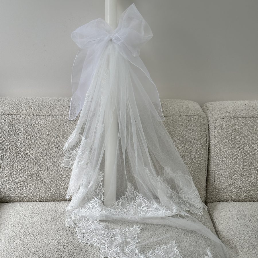 French Lace Tulle Church Candle Lambatha